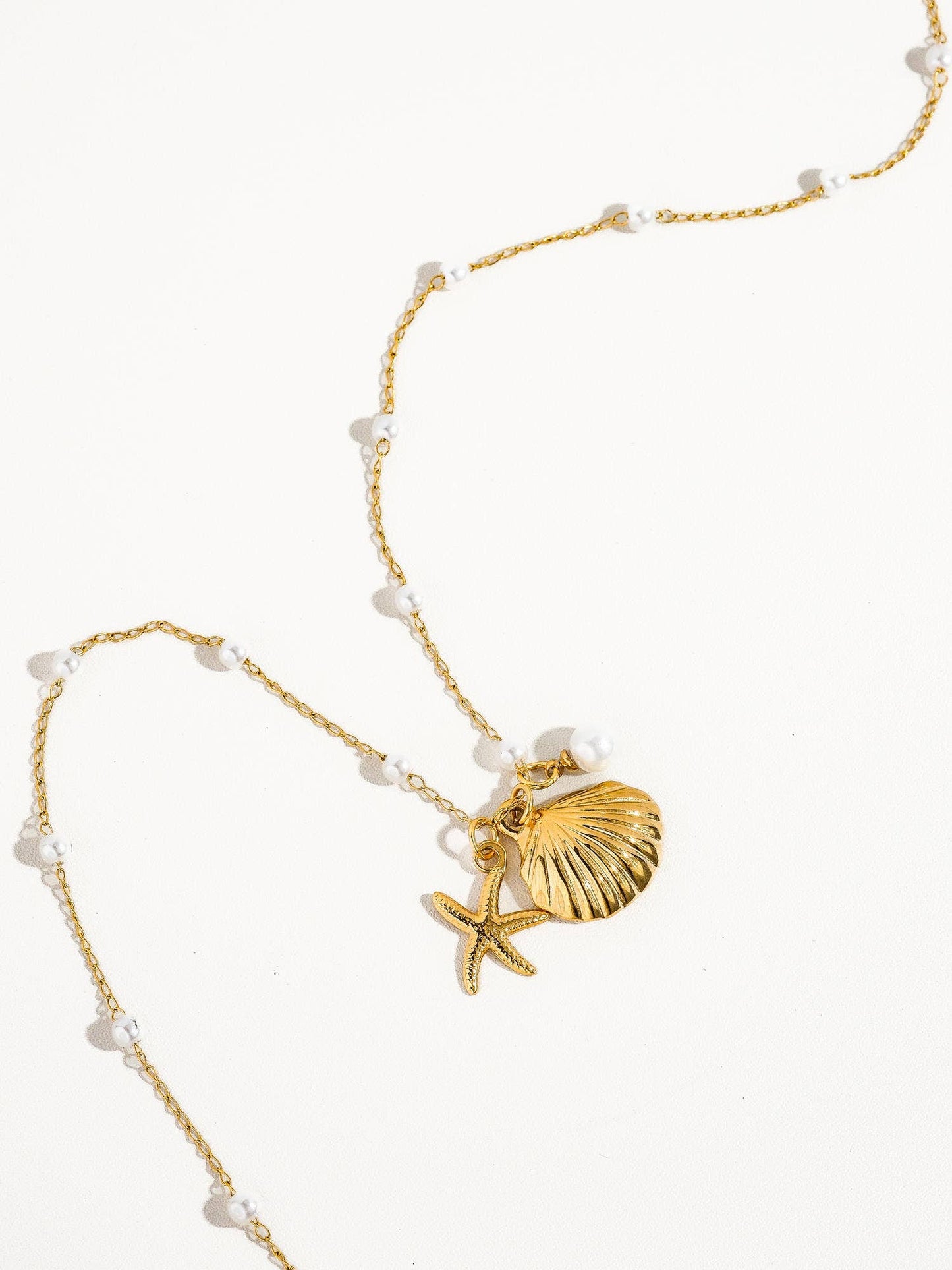 Seashell & Sea Star Pearl Necklace