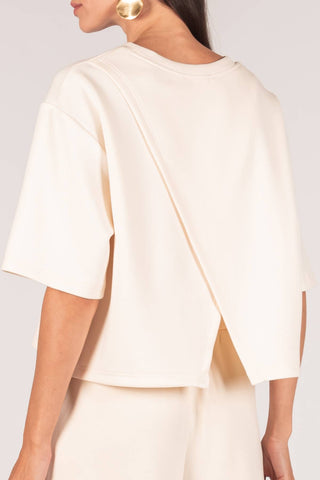 Butter Modal Overlap Back Top – Ultra - Soft Boxy 3/4 Sleeve Tee - Verte Boutique