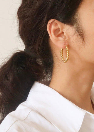 Chic Oblong Braided Hoop Earrings – Tarnish - Free Stainless Steel - Verte Boutique