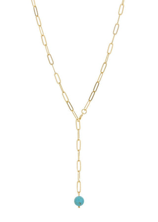 Paperclip Y Lariat necklace with Stone - Verte Boutique