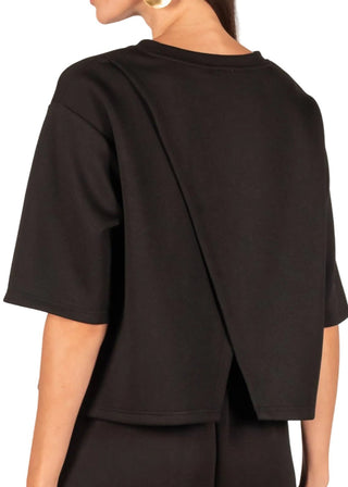 Butter Modal Overlap Back Top – Ultra - Soft Boxy 3/4 Sleeve Tee - Verte Boutique