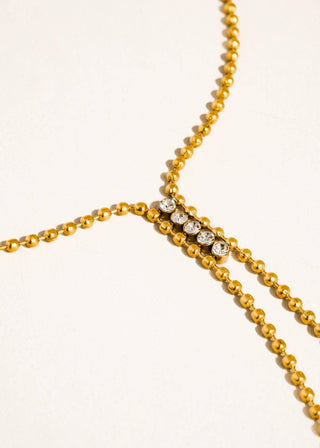 18K Gold Plated CZ Lariat Drop Necklace – Waterproof & Non - Tarnish - Verte Boutique