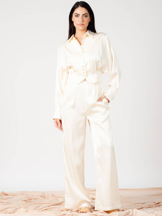 Satin Button Down Blouse - Verte Boutique