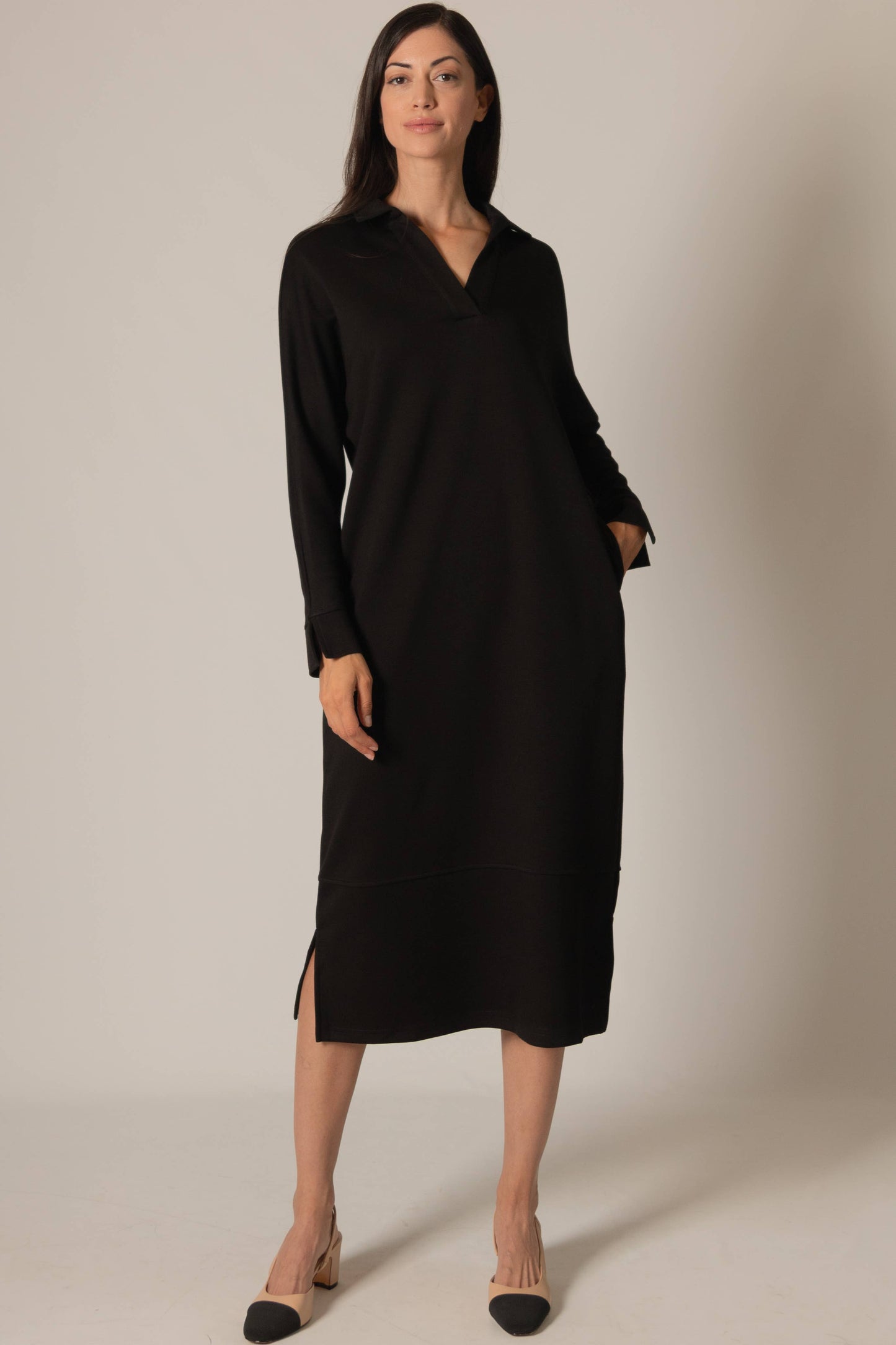 Butter Modal Collared Long Sleeve Dress