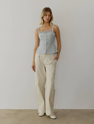 Poplin Bustier Square Neck Top - Verte Boutique