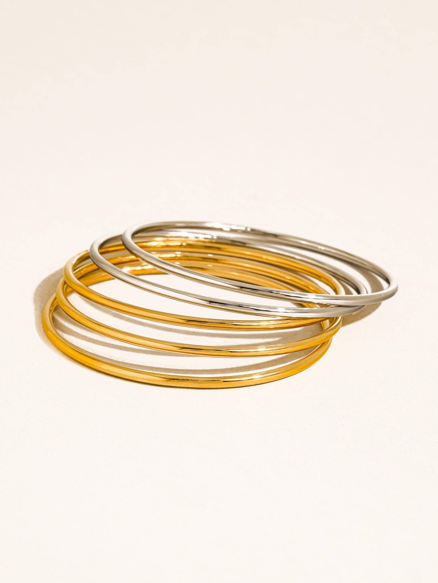Gold Non-Tarnish Classic Thin Bangle Set