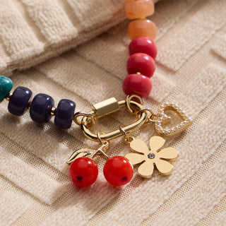 Layered Glass Bead Necklace | Trio of Charms - Verte Boutique