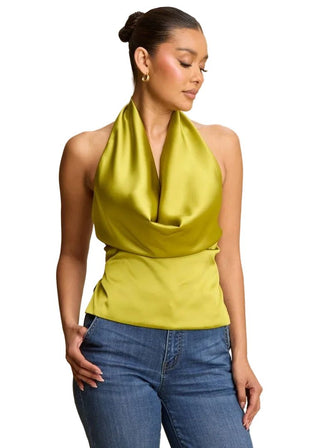 Drape Satin Cowl Neck Top - Verte Boutique