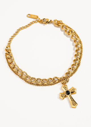 Layered Cross Chain Bracelet - Verte Boutique