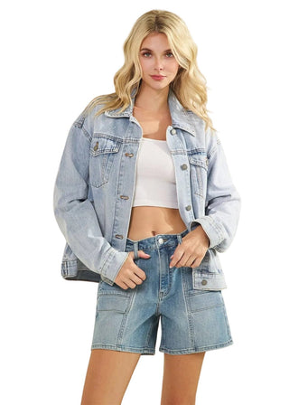 Tiger Stripe Statement Oversized Denim Jacket - Verte Boutique