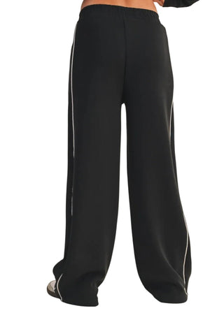 Super Soft Air Scuba Wide Leg Pants with Side Piping - Verte Boutique