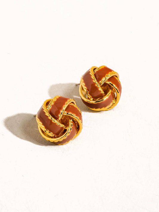 Gold Basket Weaved Ball Studs