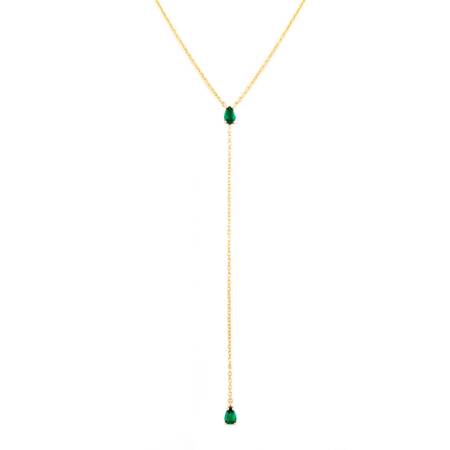 Sterling Lariat Necklace with Pear Shape CZ