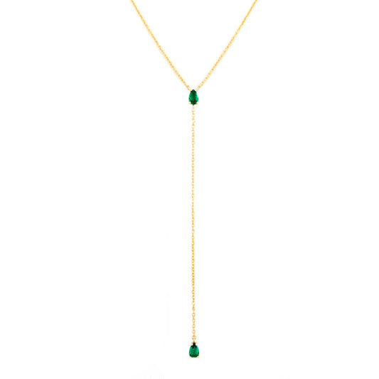 Sterling Lariat Necklace with Pear Shape CZ