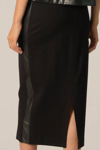 Fitted Ponte & Faux Leather Contrast Skirt - Verte Boutique