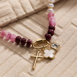 Layered Glass Bead Necklace | Trio of Charms - Verte Boutique