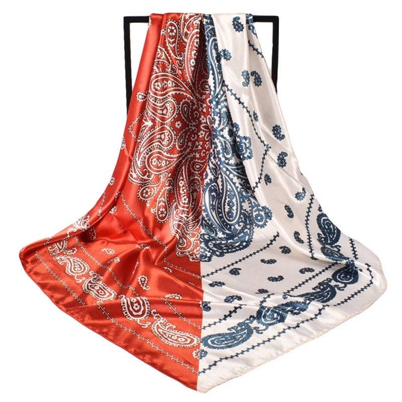 Contrast Bandana Print Satin Scarf