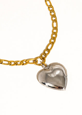 Two Tone Heart Locket Necklace - Verte Boutique