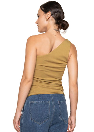 One Shoulder Cutout Top – Olive & Gold Hardware - Verte Boutique