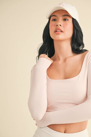 Long Sleeve Square Neck Top - Verte Boutique
