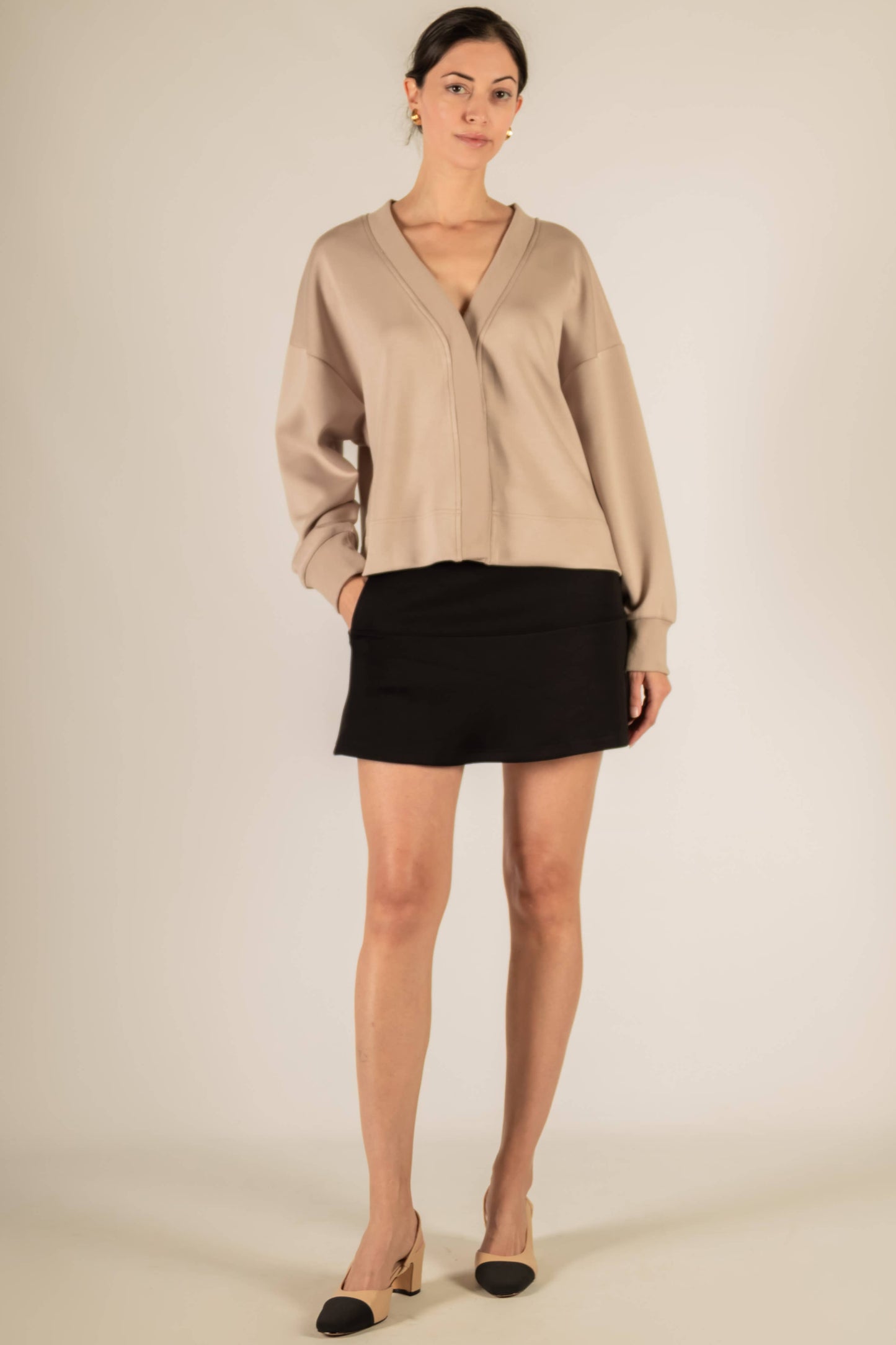 Butter Modal Rib Contrast Oversized Cropped Cardigan