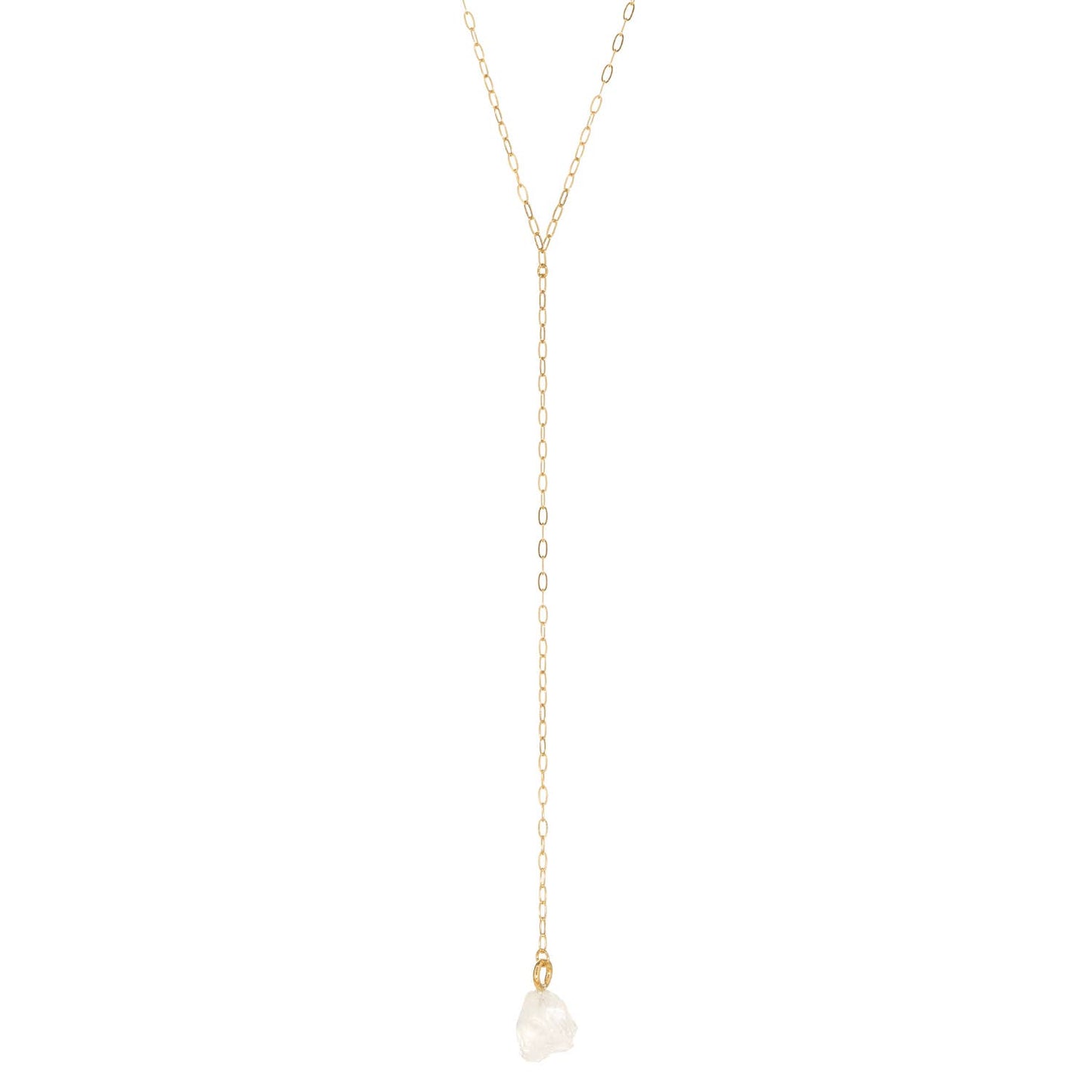 Paperclip Link Lariat with Stone