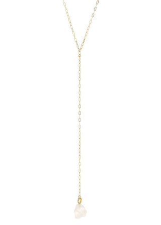 Paperclip Link Lariat with Stone - Verte Boutique