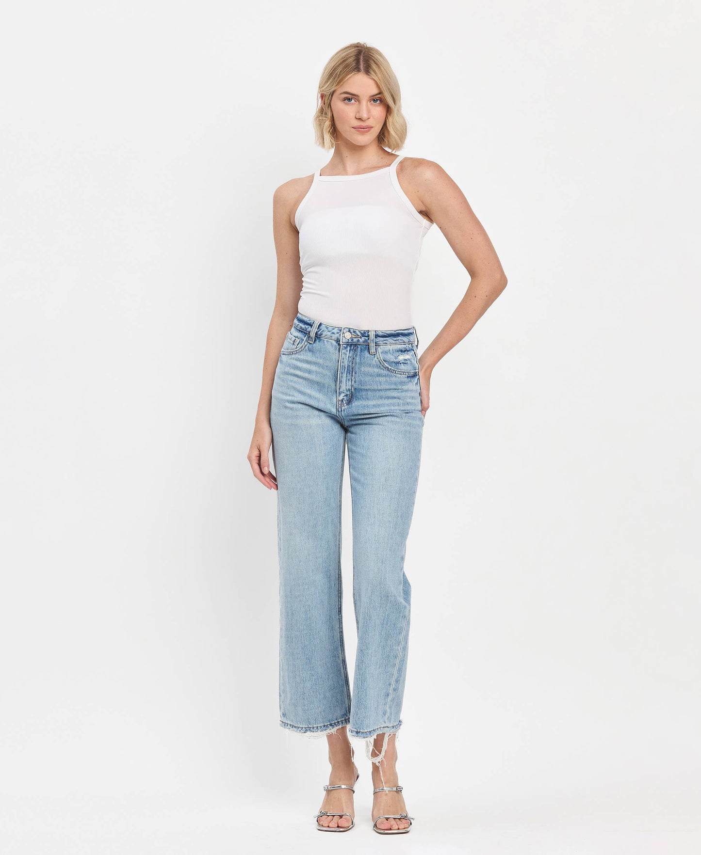 High Rise Slim Wide Jeans