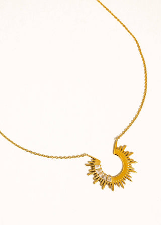 Gold Non-Tarnish Sunburst CZ Necklace - Verte Boutique