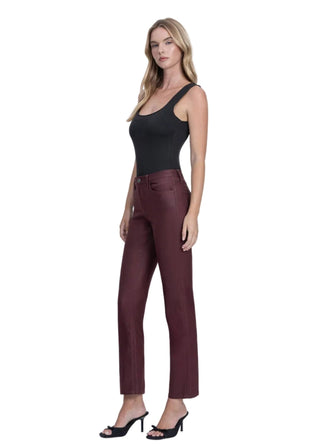 Burgundy Coated Straight Leg Jeans - Verte Boutique