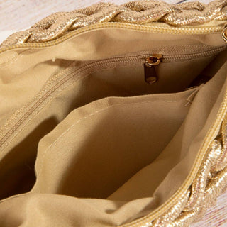 Metallic Knotted Woven Shoulder Bag - Verte Boutique