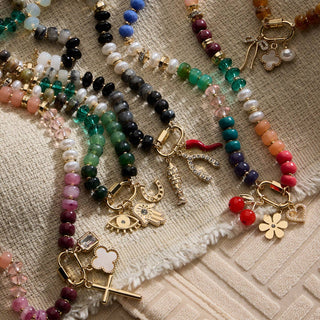 Layered Glass Bead Necklace | Trio of Charms - Verte Boutique
