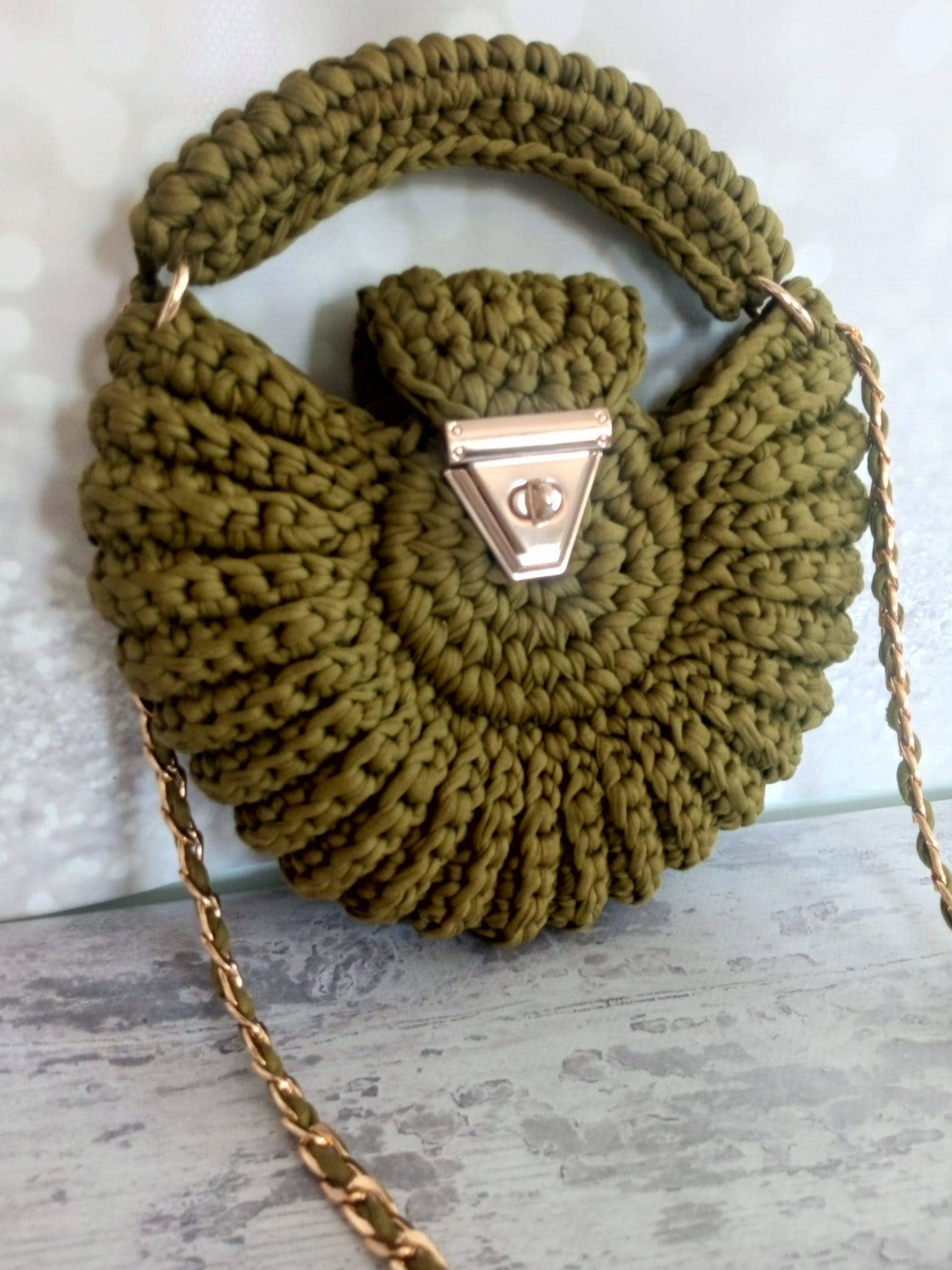 Round Mussel Crochet Handmade Bag