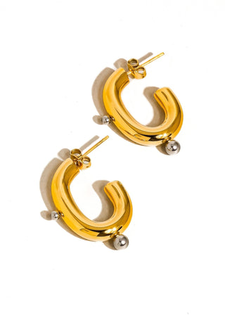 Alsace 18K Gold Two - Tone Dotted C - Hoop Earrings – Non - Tarnish & Hypoallergenic - Verte Boutique