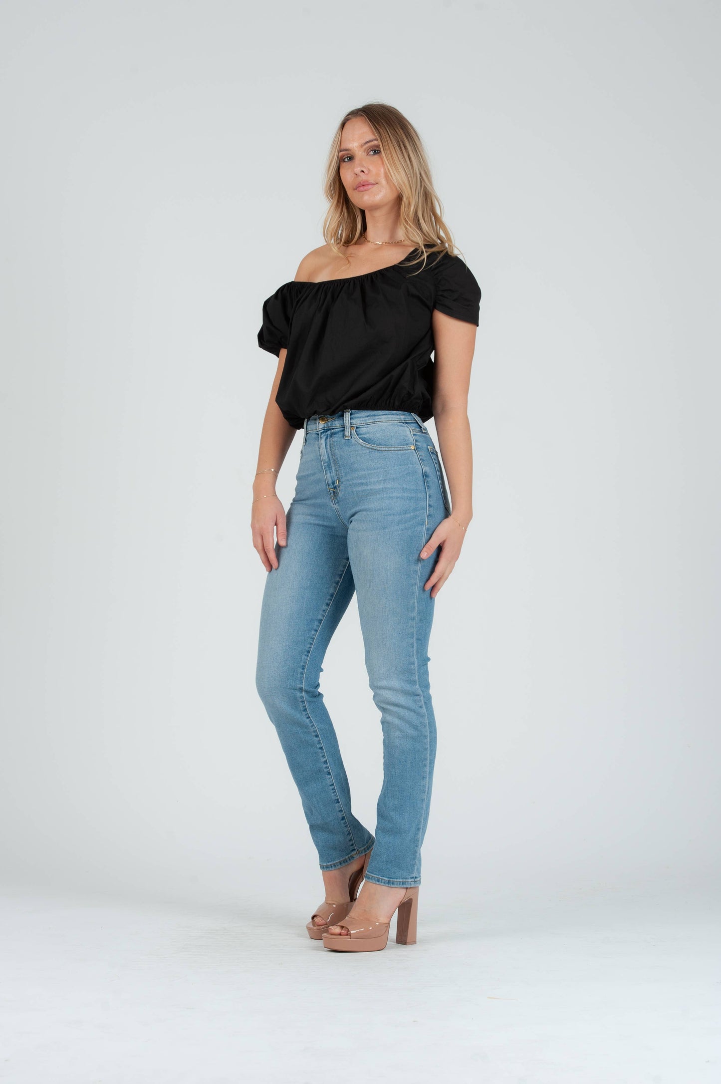 Poplin Puff Sleeve Blouse Top