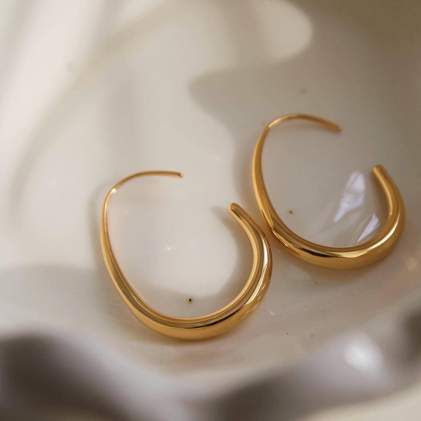Gold Non-Tarnish Minimalist Open Hoop Earrings