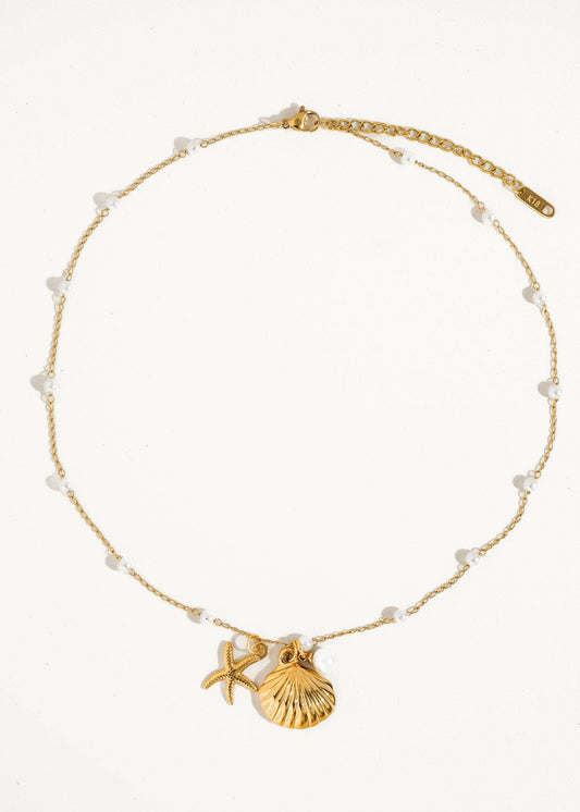 Seashell & Sea Star Pearl Necklace