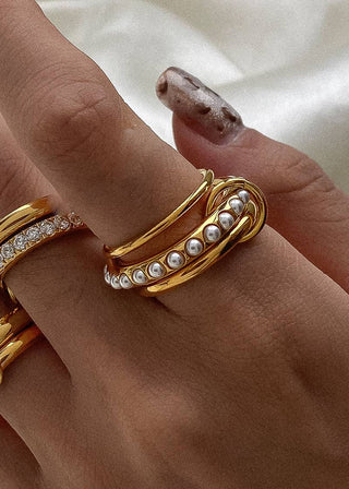Multi Stack Pearl Band Ring - Verte Boutique