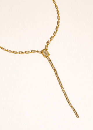 Cieline 18K Gold Non - Tarnish CZ Lariat Necklace – Waterproof & Hypoallergenic - Verte Boutique