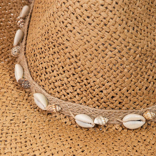 Straw Weave Shell Rope Cowboy Hat - Verte Boutique