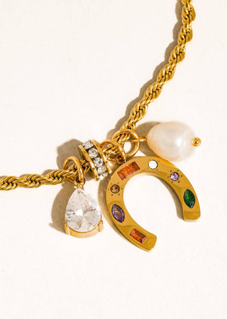 Western 18K Gold Non - Tarnish Horseshoe Charm Necklace - Verte Boutique
