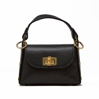 Mini Italian Leather Crossbody Bag with Bamboo Clasp - Verte Boutique