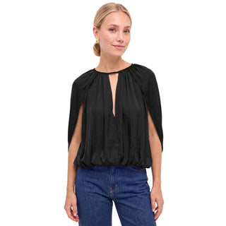 Silky Draped Cape Sleeve Blouse - Verte Boutique
