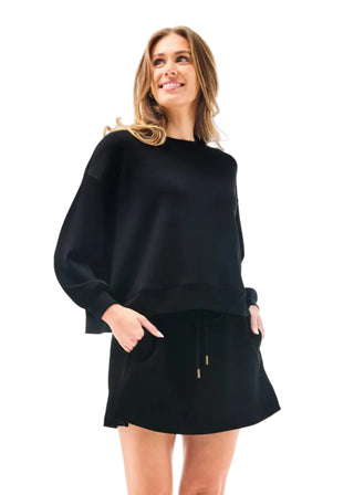 Black CloudSilk Long Sleeve Crew Neck Lounge Top - Verte Boutique