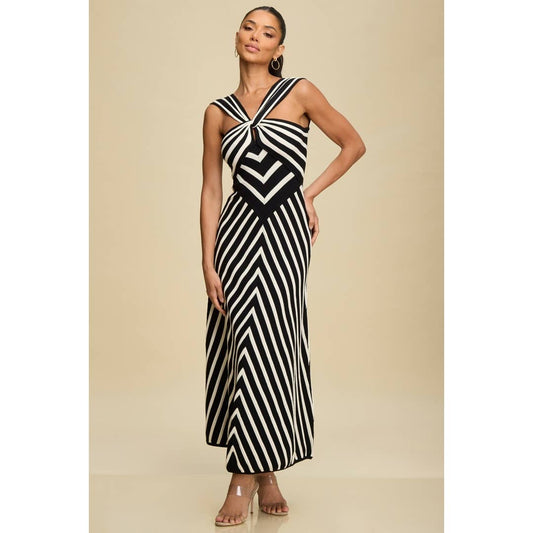 Striped Knit Midi Dress
