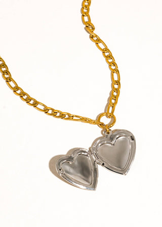 Two Tone Heart Locket Necklace - Verte Boutique