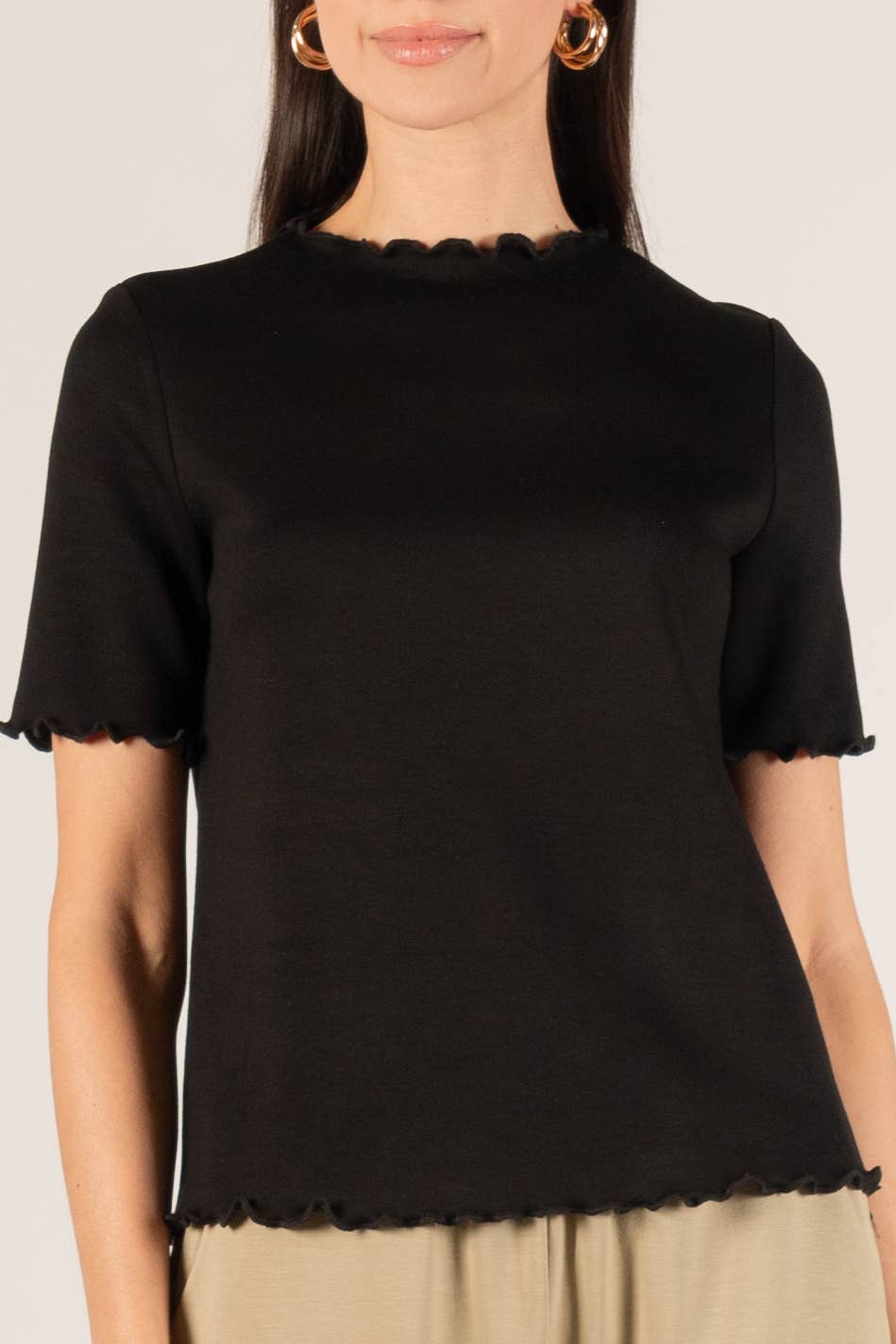 Butter Modal Merrow Edge Mock Neck Top