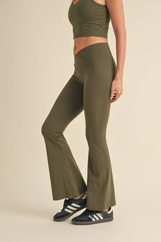 High Waist Crossover Flare Legging - Verte Boutique