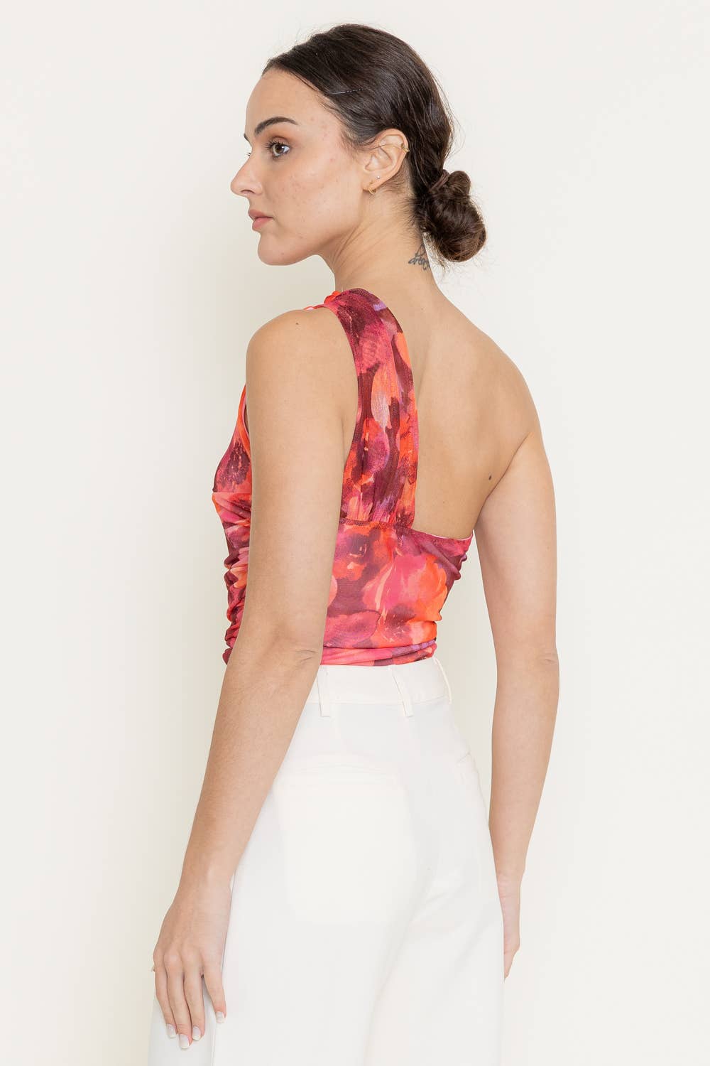 Abstract Floral One Shoulder Bodysuit