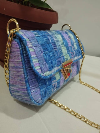 Pastel Handmade Crochet Bag with Gold Hardware